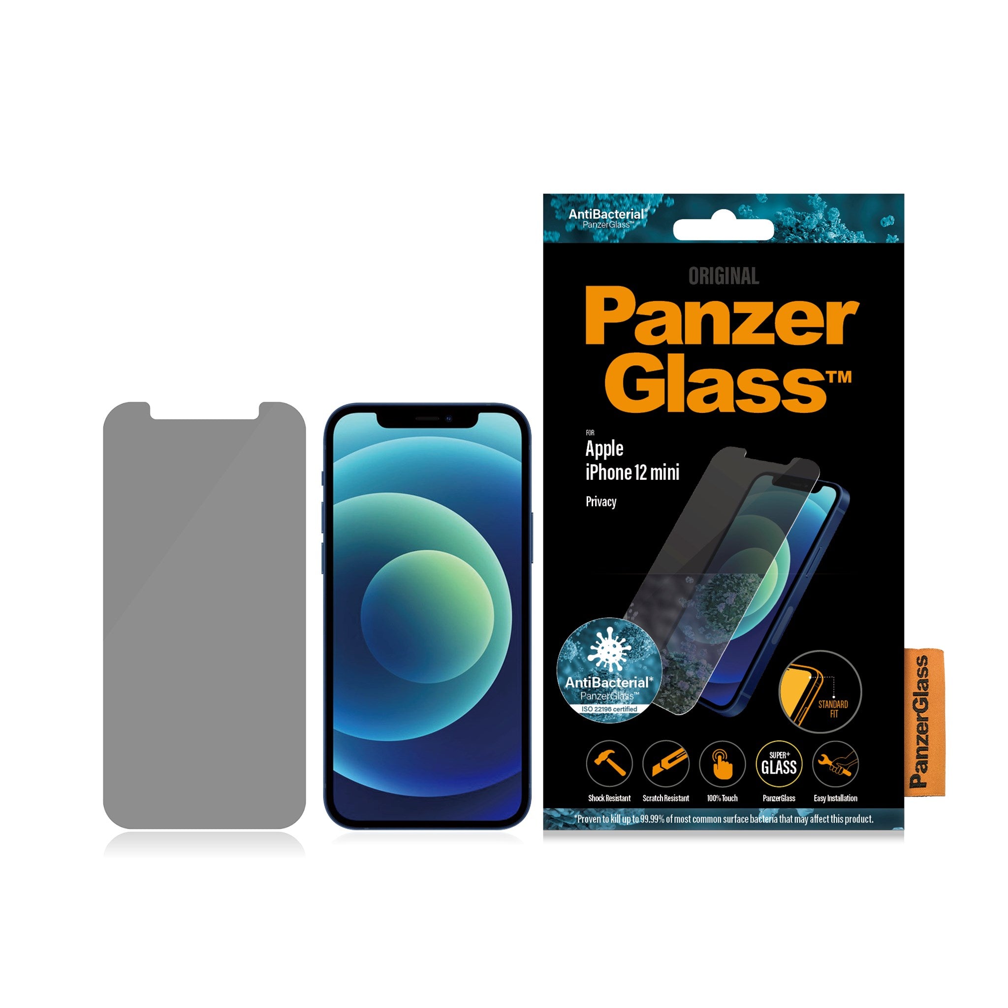 PanzerGlass® Privacy Skærmbeskyttelse iPhone 12 Mini | Standard Fit